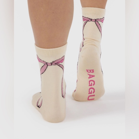 BAGGU Crew Sock- Pink Bow - Picture 2 of 4